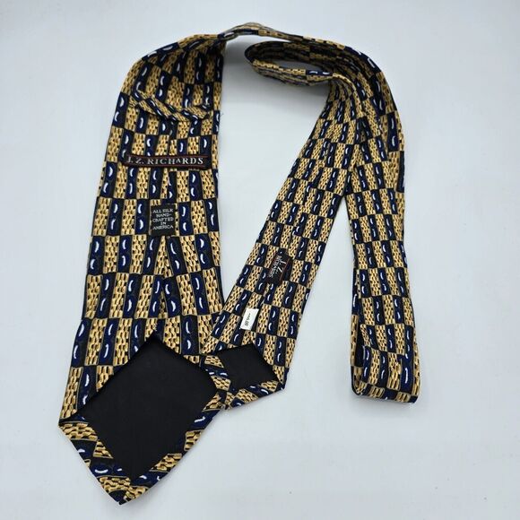 Mens Necktie JZ Richards Classic Designer 100% Silk Gold 59 By 4 Inch Vintage - Picture 3 of 6